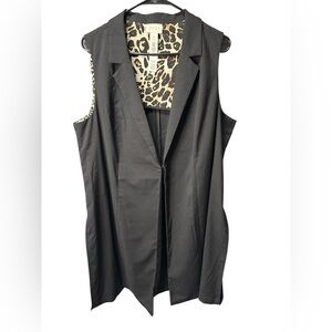 Chico's Black Vest with Leopard Print Lining